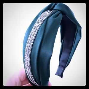 Beautiful Dark Green Cross Rhinestone Headband